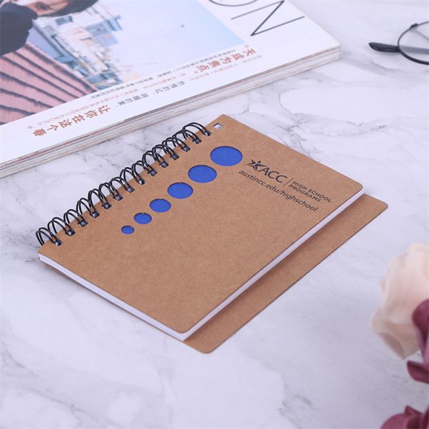 A6 Size Custom Logo Kraft Paper Cover Coil Spiral Book Blank Inner Page Notebook Diary - Image 2