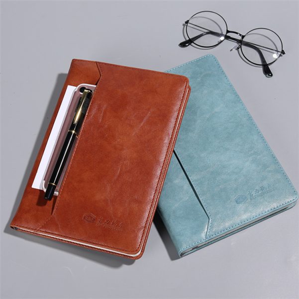 A5 Leather Custom Logo Inner Page Horizontal Line Business Notebook Planner Stationery Book - Image 2