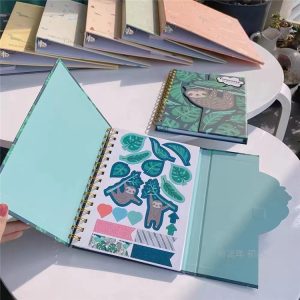 A5 Size Custom Logo Paper Hard Shell Cover Inner Pages Horizontal Line Spiral Coil Diary Notebook