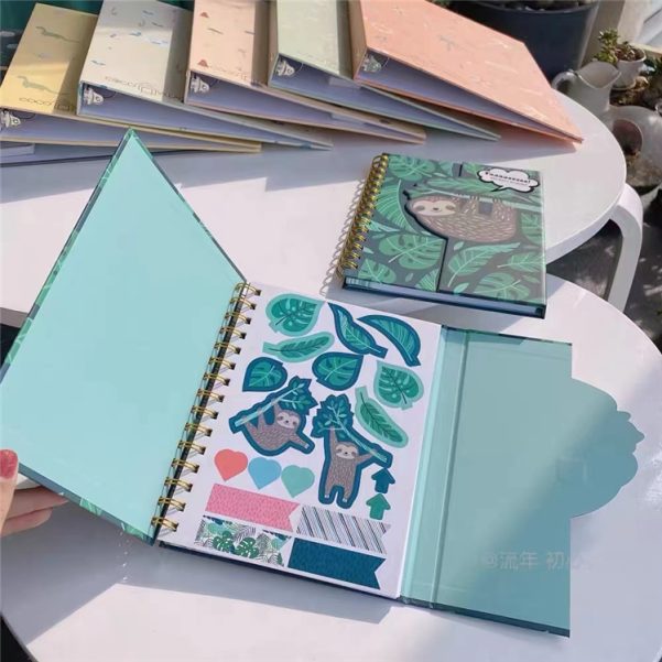 A5 Size Custom Logo Paper Hard Shell Cover Inner Pages Horizontal Line Spiral Coil Diary Notebook