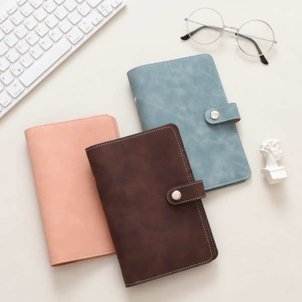 A6 Size Custom Logo Leather Cover Magnetic Buckle Design Dinder Notebook Diary
