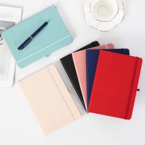 Factory Custom Logo A5 Leather Cover Inner Page Horizontal Line Strap Notebook Diary