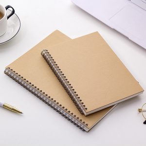 A5 Kraft Paper Cover Blank Inner Page Diary Spiral Coil Notebook Stationery