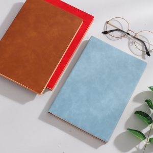 A5 Size PU Leather Cover Logo Custom Inner Page Lined Notebook Diary For Business Writing