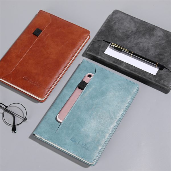 A5 Leather Custom Logo Inner Page Horizontal Line Business Notebook Planner Stationery Book