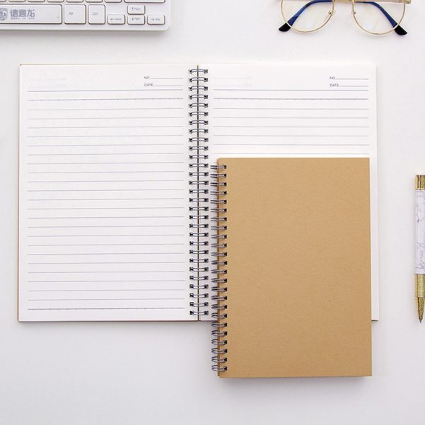 A5 Kraft Paper Cover Blank Inner Page Diary Spiral Coil Notebook Stationery - Image 3