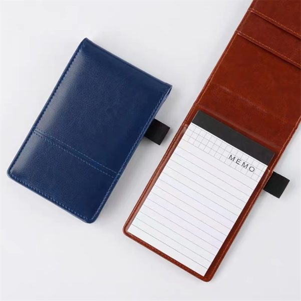 Mini Size Leather Cover Memo Pad Hand Ledger Notebook With Card Slot