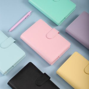 A6 Size Leather Cover Magnetic Buckle Design Binder Notebook Diary Bookkeeping Book