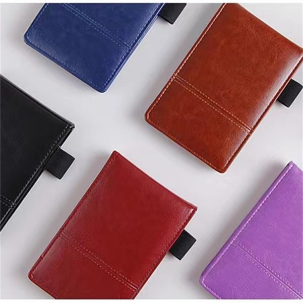 Mini Size Leather Cover Memo Pad Hand Ledger Notebook With Card Slot - Image 5