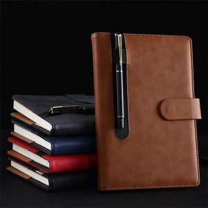 A5 Custom Logo Magnetic Buckle Cover Leather Business Notebook Diary