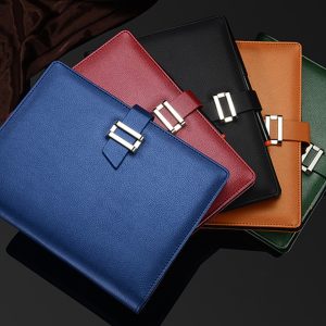 A5 Leather Cover Custom LOGO Inner Page Horizontal Line Magnetic Buckle Business Notebook Diary Planner