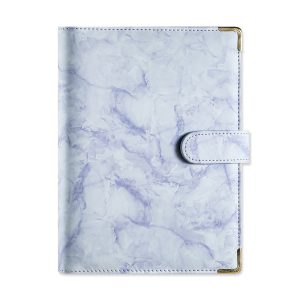 PU Marble Leather A5 A6 Loose-Leaf Budget Notebook With 6 Rings For Travel Weekly Planner