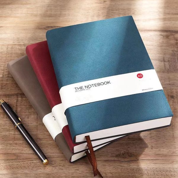 A5 Size Leather Cover Custom Logo Thick Pages Notebook Diary