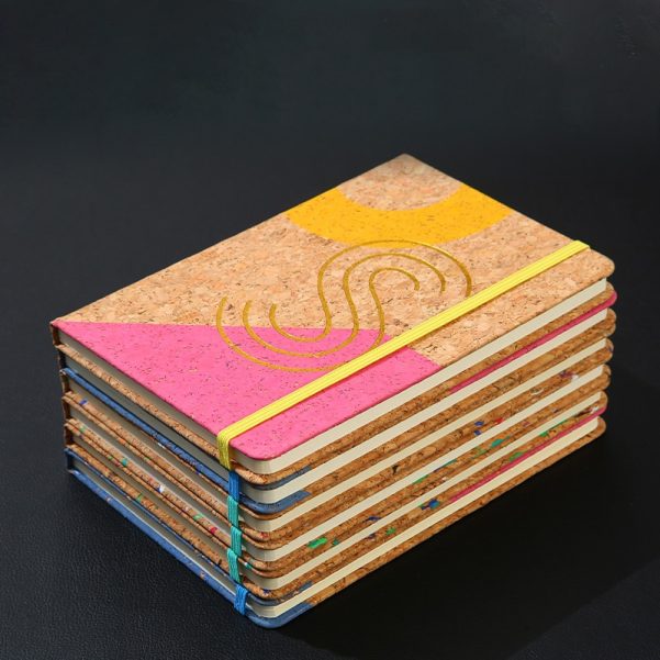 A5 Size Custom Logo Cork Fabric Cover Horizontal Line Inner Page Notebook Diary Planner - Image 4
