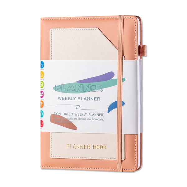 A5 Size Leather Cover Custom Logo Notebook Diary Planner With Stickers - Image 3