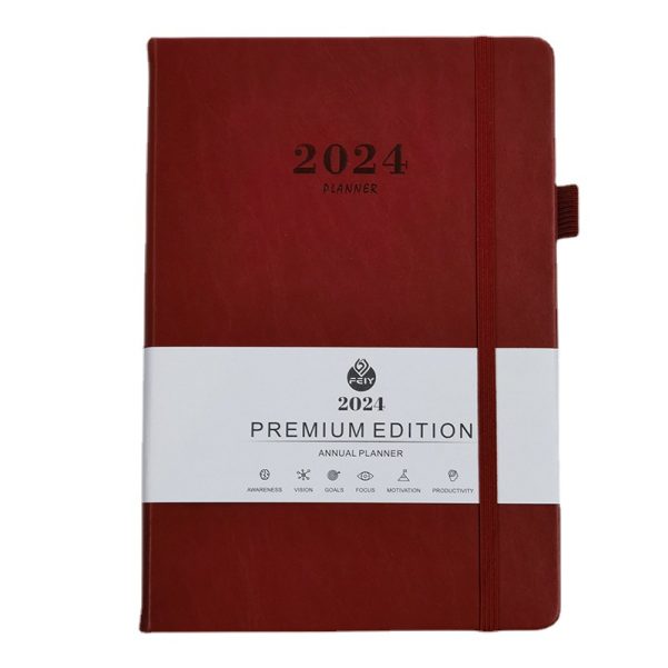A5 Color Leather Cover Schedule Notebook Planner Custom Logo Journal With Cover Strap - Image 2