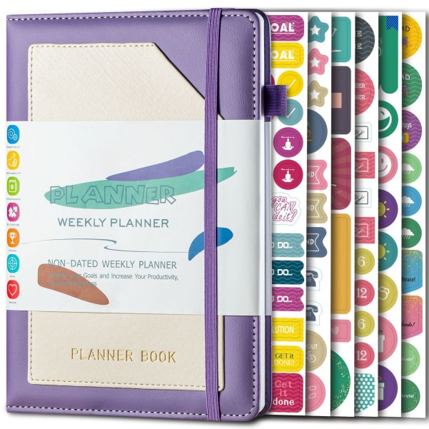 A5 Size Leather Cover Custom Logo Notebook Diary Planner With Stickers - Image 4