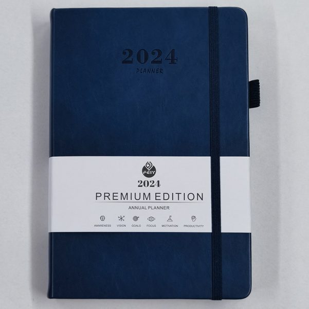 A5 Color Leather Cover Schedule Notebook Planner Custom Logo Journal With Cover Strap - Image 3