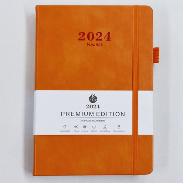A5 Color Leather Cover Schedule Notebook Planner Custom Logo Journal With Cover Strap - Image 5