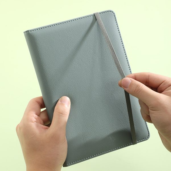 A5 PU Cover Notebook With Tape Strapping Horizontal Line Design Customized logo - Image 2