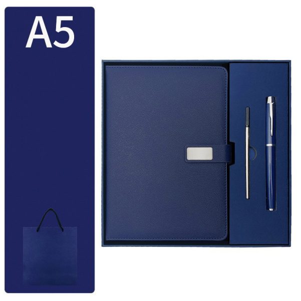 A5 Size Leather Cover Custom Logo Business Notebook Diary Gift Box Set - Image 3