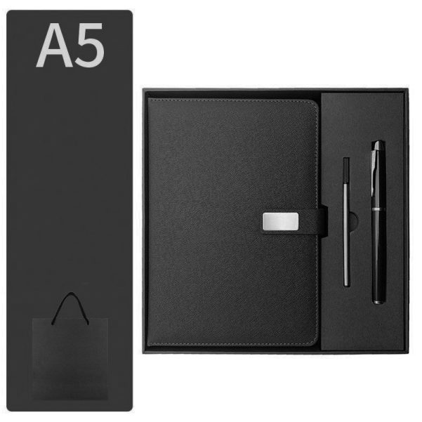 A5 Size Leather Cover Custom Logo Business Notebook Diary Gift Box Set - Image 4