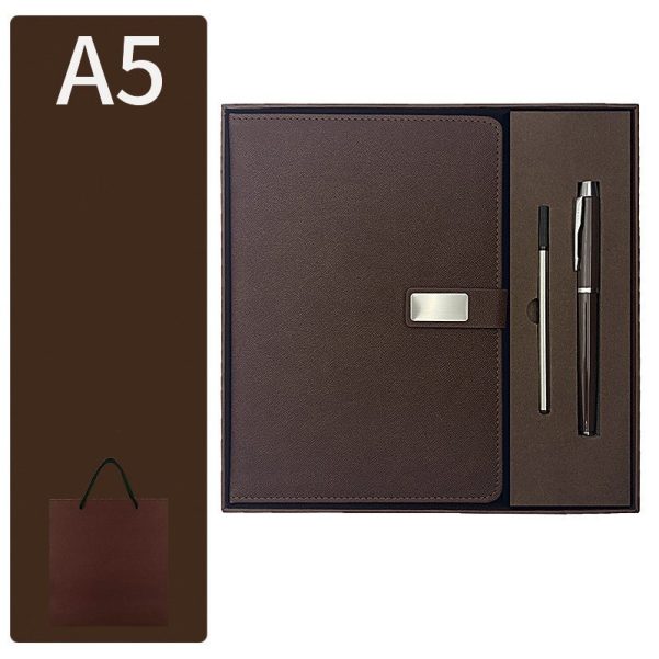 A5 Size Leather Cover Custom Logo Business Notebook Diary Gift Box Set - Image 5