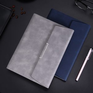 A5 Leather Cover Folding Design Binder Notebook Journal Accept Customized Business Logo and Inner Pages