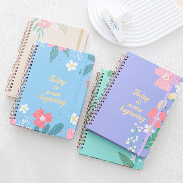 Accept Custom Size Paper Cover Custom Logo Coil Spiral Notebook Diary Planner