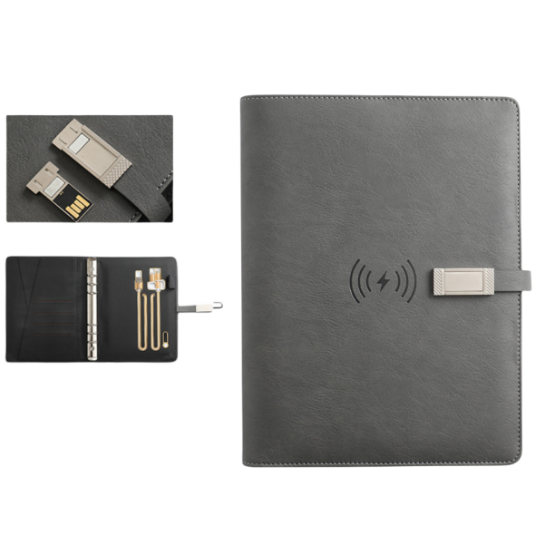A5 Leather Cover Customized with Logo and Inner Pages Business Charging USB Notebook Diary Journal - Image 3