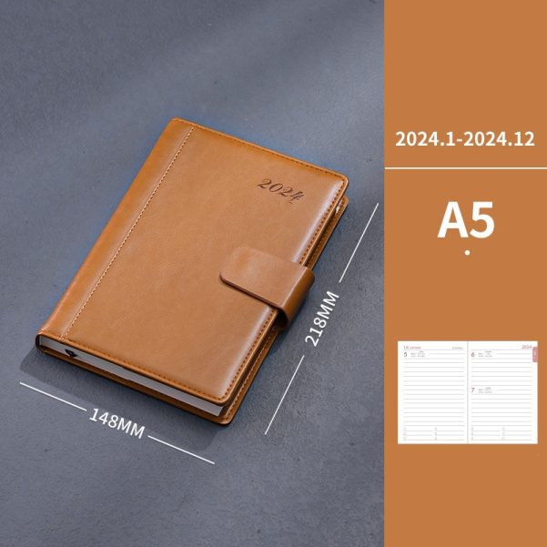 A5 Size Magnetic Cover Leather Custom Logo and Interior Design Business Notebook Planner - Image 3