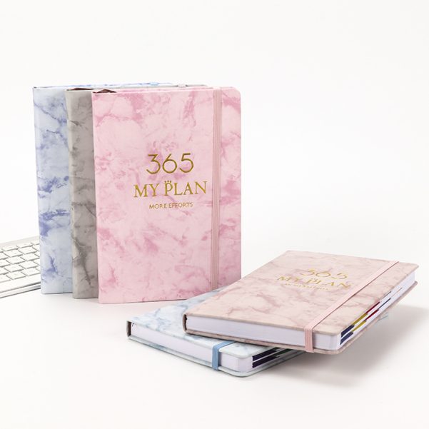 Custom Size Marble Texture Leather Hardcover Notebook Diary with Logo Design on Cover and Inner Pages - Image 2
