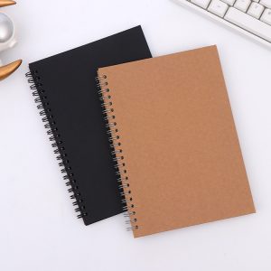 A5 Kraft Paper Cover Customized Logo and Inner Page Design Spiral Coil Notebook Diary Planner