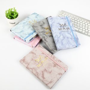 A5 Marble Printed Leather Notebook with Straps Customizable with Logo and Inner Page Design