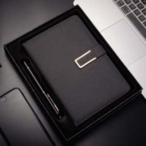 A5 Leather Cover Magnetic Clasp Design Custom Logo and Inner Pages Business Notebook Planner Set