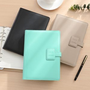 A5 Leather Cover Magnetic Buckle Design Accepts Customization Logo Cover Size Inner Page Business Notebook