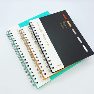 A5 Size PP Cover Spiral Coil Journal with Custom Logo and Dividers Notebook Diary
