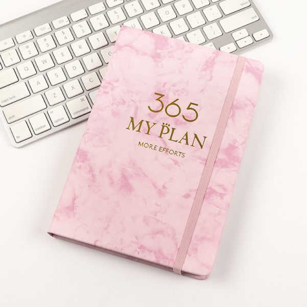 Custom Size Marble Texture Leather Hardcover Notebook Diary with Logo Design on Cover and Inner Pages