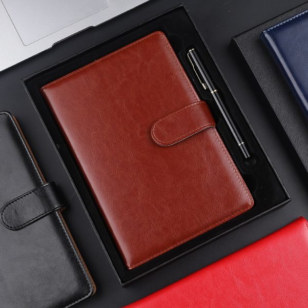 A5 Leather Cover Custom Logo Magnetic Closure Business Notebook Diary Planner