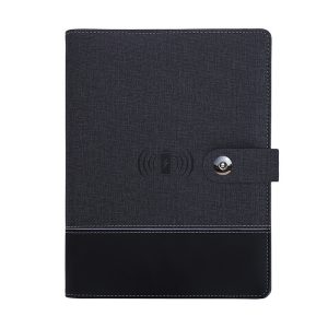 A5 Leather Cover Custom Logo Rechargeable Business Binder Notebook Diary Planner