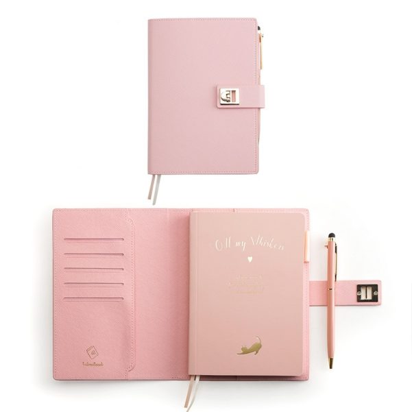 A5 Size Leather Cover Embedded Binder Set Notebook Diary Planner Custom Logo - Image 4