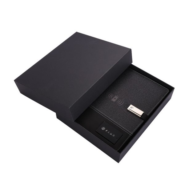 A5 Leather Cover Custom Logo Rechargeable Business Binder Notebook Diary Planner - Image 4