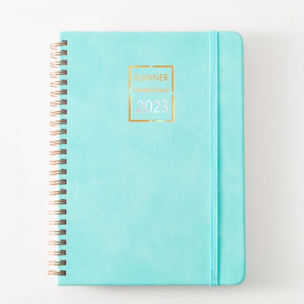 A5 Size Leather Cover with Custom Logo and Inner Pages Spiral Coil Journal Notebook Diary
