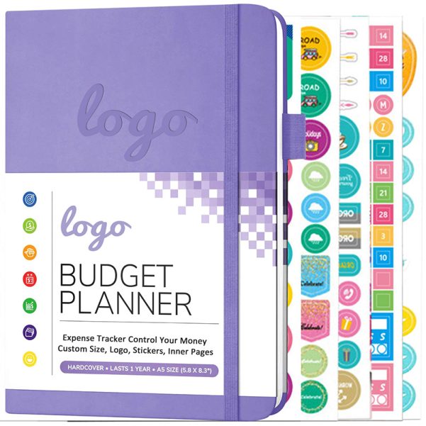 A5 Size Leather Cover with Custom Logo and Inner Page Design Budget Planner Notebook - Image 5