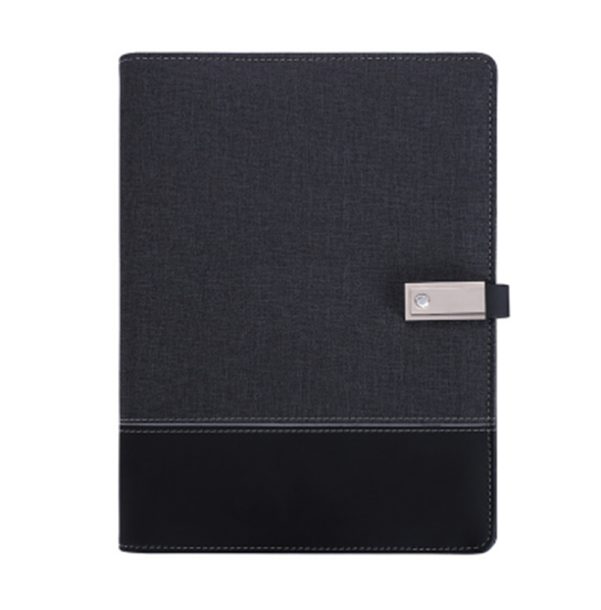 A5 Leather Cover Custom Logo Rechargeable Business Binder Notebook Diary Planner - Image 2