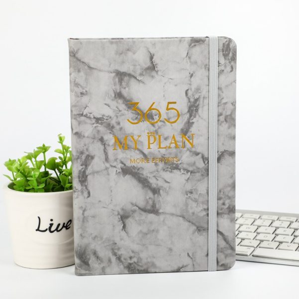 A5 Marble Printed Leather Notebook with Straps Customizable with Logo and Inner Page Design - Image 5
