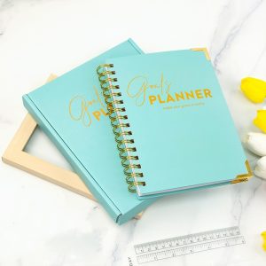 Customized A5 Size Paper Cover Gold Spiral Coil Planner Journal Available