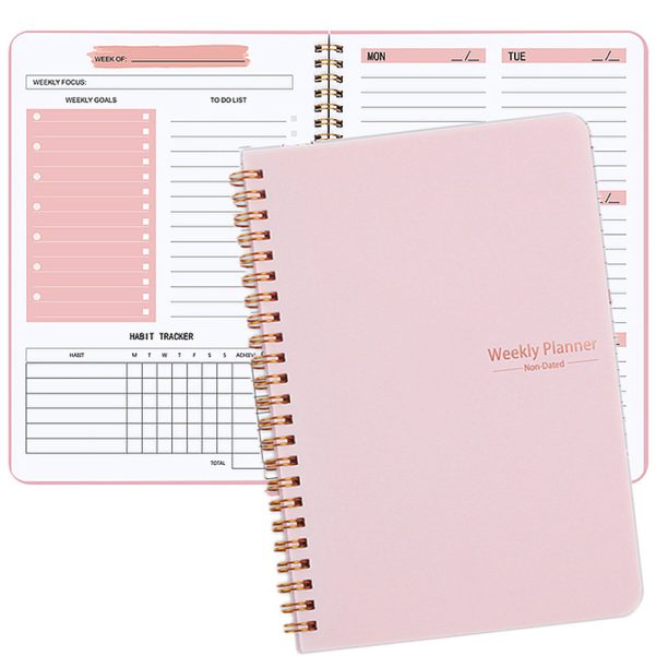 A5 PP Material Cover Weekly Planner Diary Notebook with Custom Logo and Color - Image 4
