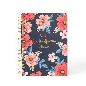 OEM ODM A5 Size Metal Coil Spiral Notebook Diary Weekly Planner with Customized Cover and Inner Pages
