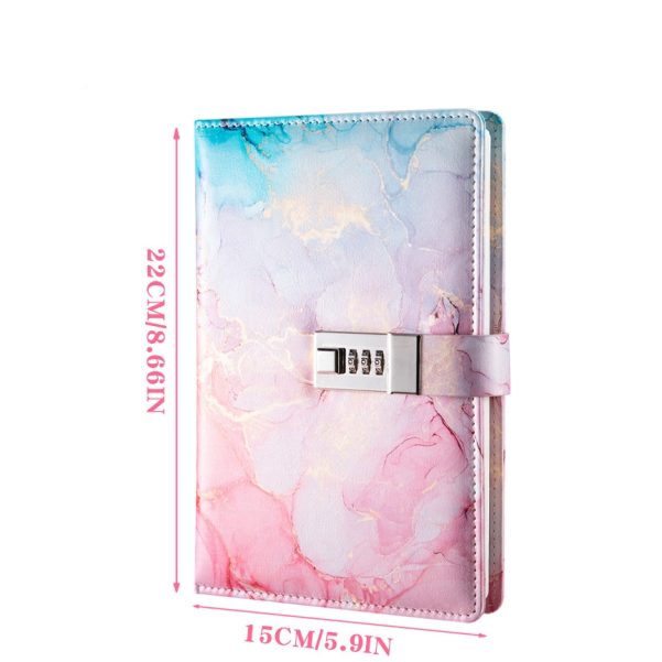 OEM ODM Marble Leather Password Lock Notebook Diary Accepts Customized Logo and Inner Pages - Image 2